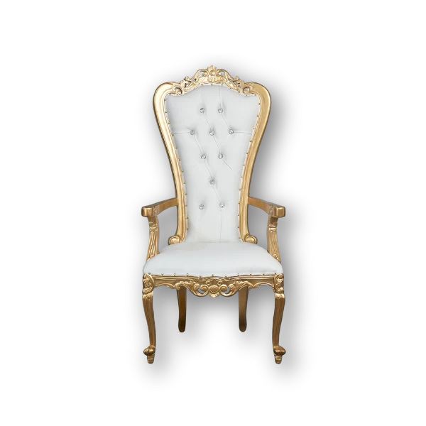 Couples Set Thronette Chairs - White and Gold